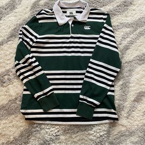 J. Crew x Canterbury rugby shirt green, white, black stripes Medium